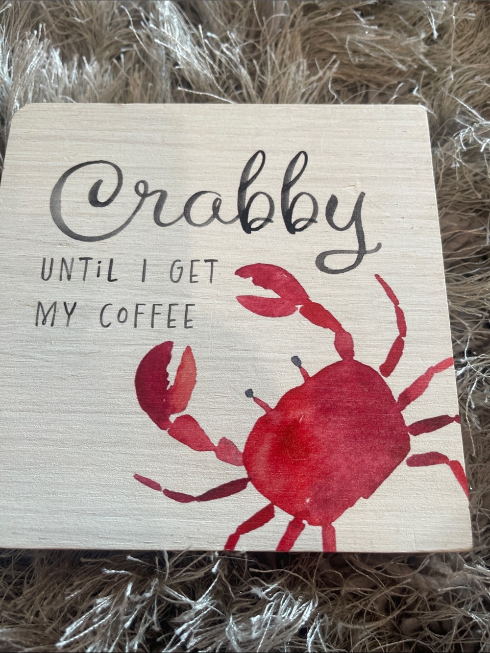Crabby Red Crab 🦀 Plaque - Coastal Coffee Sign